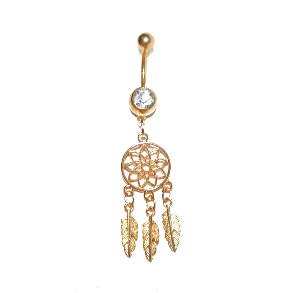 Golden dreamcatcher belly ring